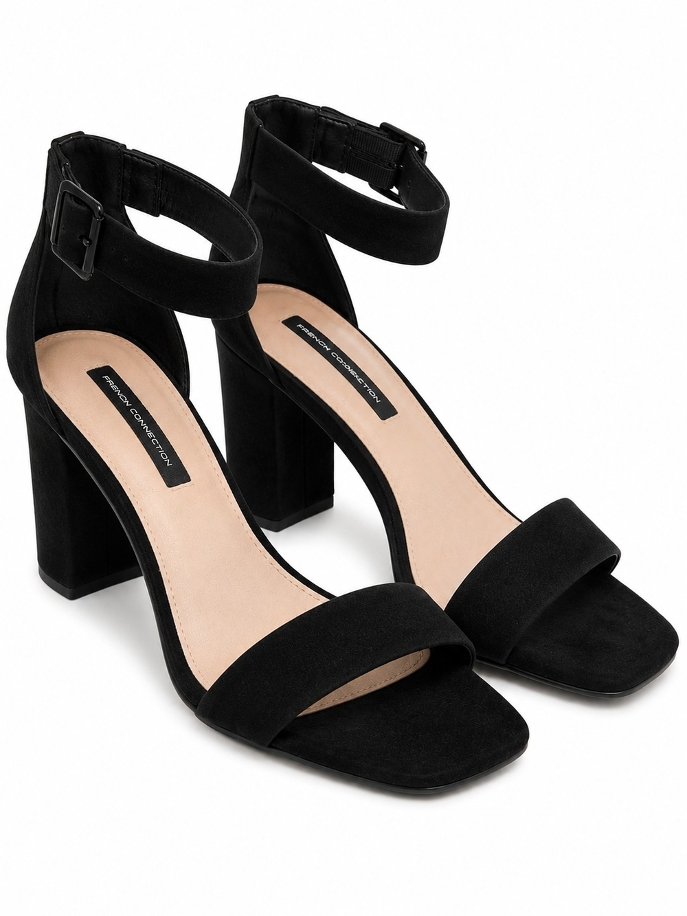 French Connection Block Heel Ankle-Strap Sandals in Black - Size 8.5